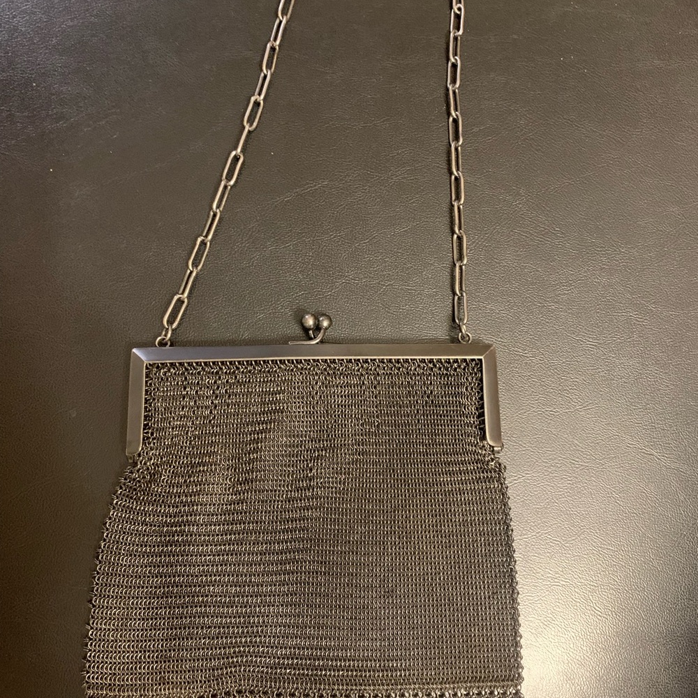 Elegant Silver Mesh Evening Bag